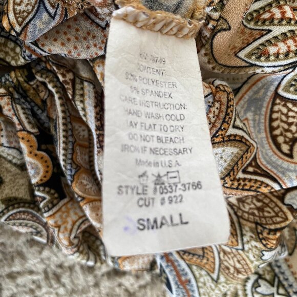 Multicolored Bodycon Boho Top with Ties & Tapered Split Sleeves – Sz S - Picture 7 of 15